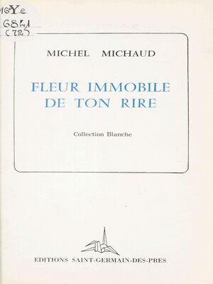 cover image of Fleur immobile de ton rire